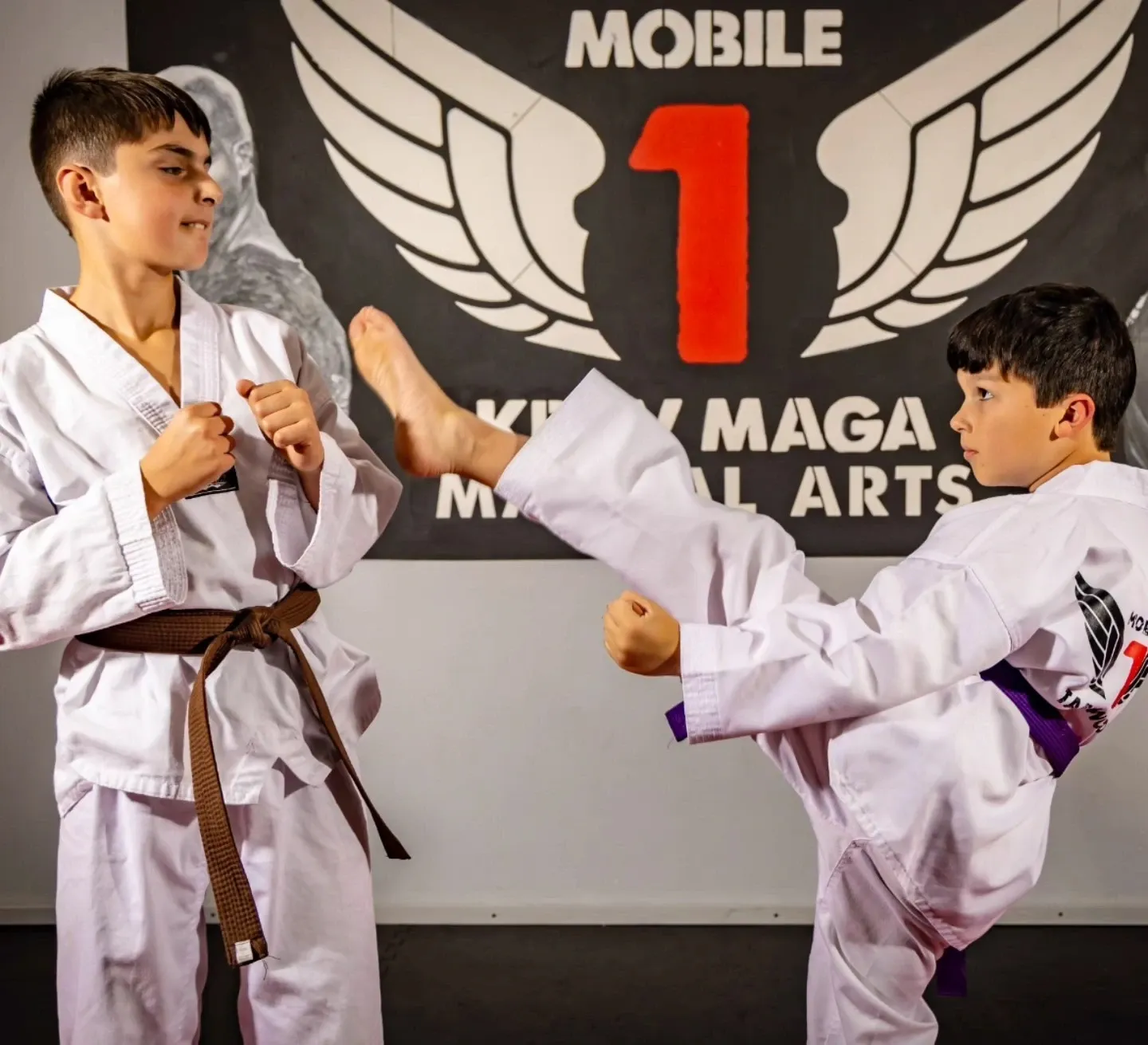 Martial arts students training